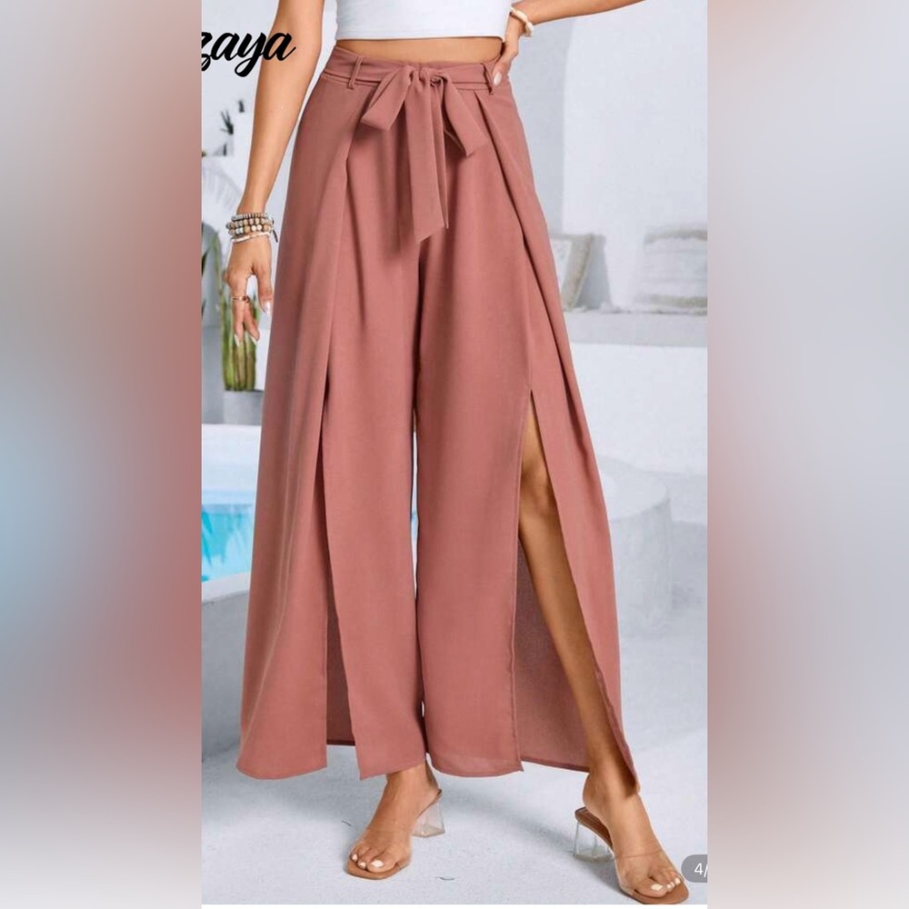 SHEIN Dusty Rose Wide-Leg Skirt - Picture 3 of 11